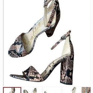 Sam Edelman Yaro Ankle Strap Sandals Block Heels Snakeskin Snake print size 7
